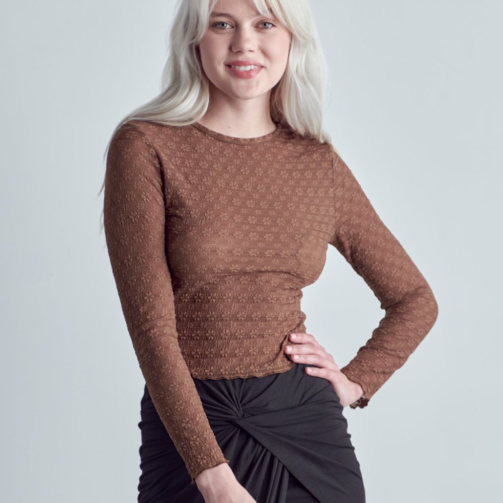 Floral Sheer Long Sleeve Top - Picture 2 of 4
